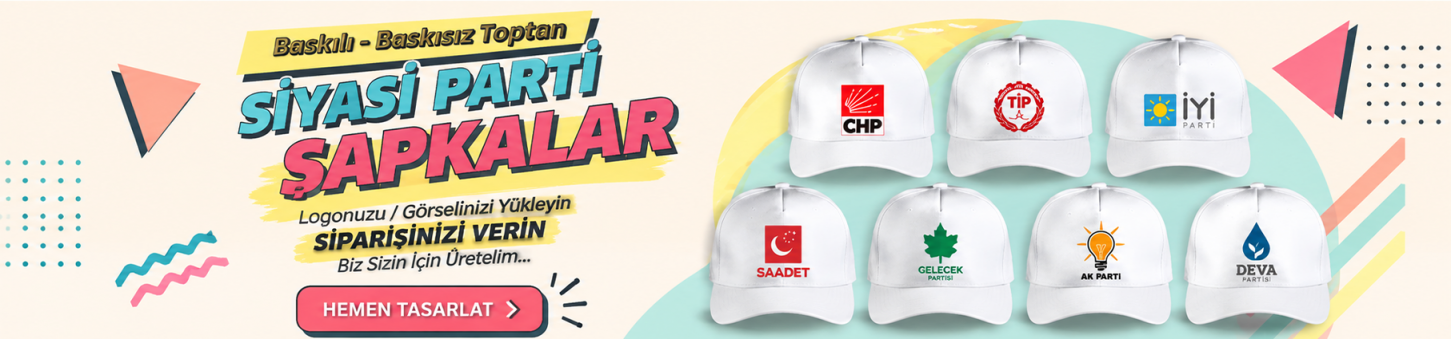 Siyasi Parti Logo Baskılı Şapkalar