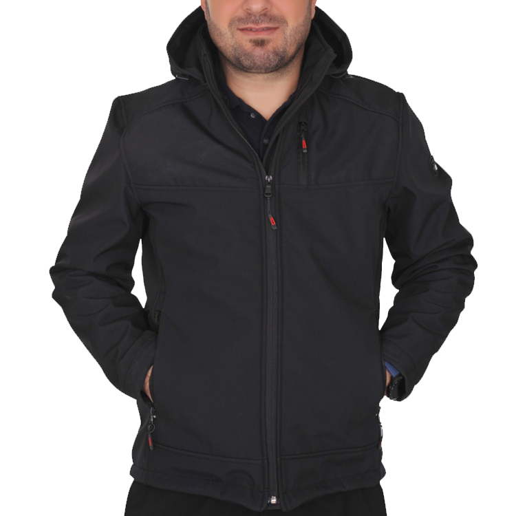 SoftShell Mont Kapşonlu Siyah