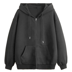 Kapşonlu Sweatshirt Fermuarlı Füme