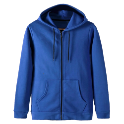 Kapşonlu Sweatshirt Fermuarlı Saks Mavi